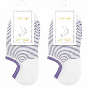 Sosete Cipici Dama Set 2 Perechi Model 'Only Lines Purple' Culoare Alb