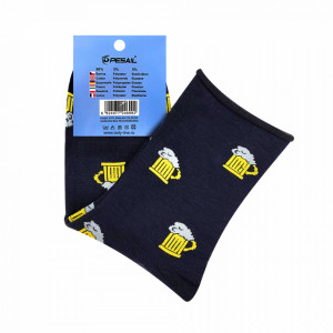Sosete Medicale Clasice Barbati Model 'I Love Beer' Culoare Albastru Inchis