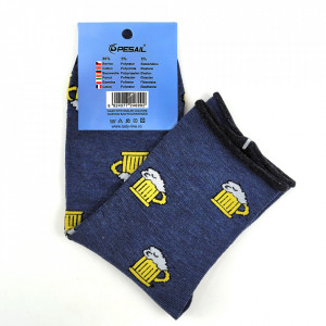 Sosete Medicale Clasice Barbati Model 'I Love Beer' Culoare Albastru Melange