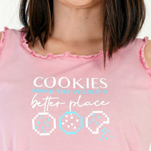 Pijamale Vara Marimi Mari Vienetta Model 'Cookies Make the World a Better Place' Pink