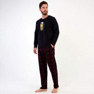 Pijamale din Bumbac Interlock Vienetta | MAN Barbati Model 'Weekend Mood' Black