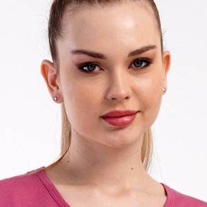 Cămașă de Noapte cu Buzunare din Bumbac 100% Vienetta 'Nissa' Cherry - Prezentare model.