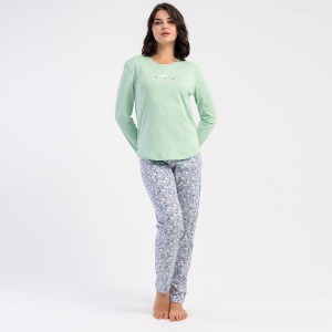Women's 100% Cotton Pajamas Vienetta, 'Enjoy Fresh Life' Model | Comfort and Nostalgia