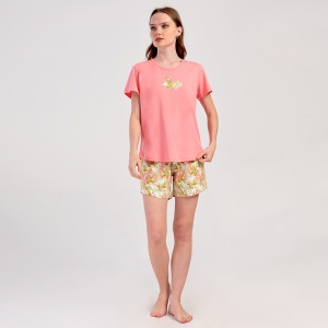 Women's 100% Cotton Pajamas Vienetta, Model 'Love Wins' Pink | Delicateness and Summer Comfort