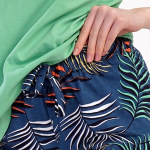 Pijamale Dama din Bumbac 100% Vienetta, Model 'Most Alive' - Prezentare pijama detaliou talie pantalon.