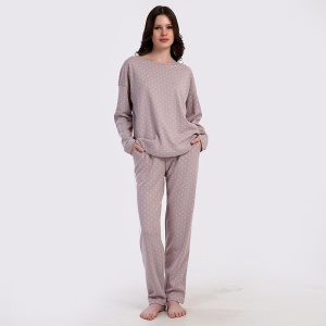 Women's 100% Interlock Cotton Pajamas Vienetta, 'Sweet Cream' Model | Oversize and Urban Comfort