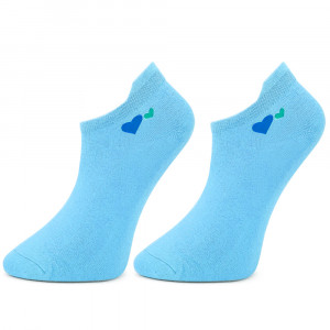 Women's Ankle Socks Set of 2 Pairs 'Heartbeats Coral' Blue