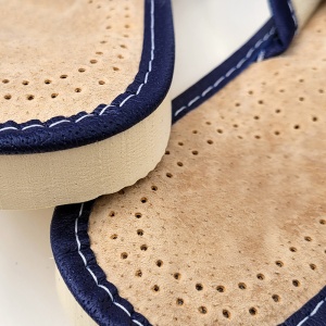 Papuci de Casa Dama din Piele Model 'Mesopotamia' Blue - Prezentare detaliu talpă