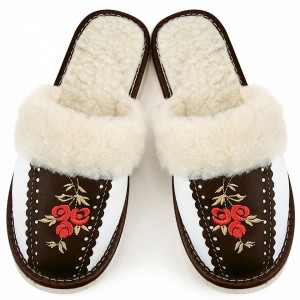 Women's Sheepskin Slippers 'Root Traditions' Dark Brown