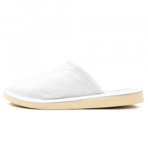 Papuci de Casa Dama Material Piele Culoare Crem, Model 'Select' White