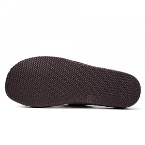 Papuci de Casa din Piele cu Talpa Groasa Culoare Maro, Model 'Luxury Man' Dark Brown