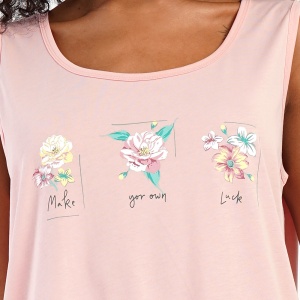 Cămașă de Noapte Mărimi Mari din Bumbac 100% Vienetta 'Make Your Own Look' | Pink - Prezentare detaliu imprimeu cămașă.