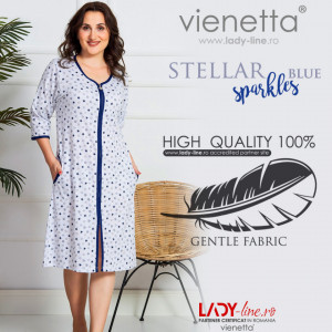 Halate Dama cu Fermoar Marimi Mari Vienetta Model 'Stellar Sparkles' Blue