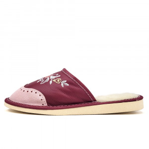 Papuci de Casa din Piele Imblaniti cu Lana de Oaie Model 'London Brogue Inspire' Winter