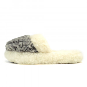 Papuci de Casa din Lana de Oaie Culoare Marmorat Model 'Zamolxis' Gray