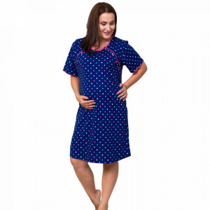 Maternity and Nursing Shirt XXL Vienetta 'Happy Dots' Blue