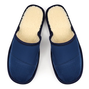 Men's Leather Slippers 'Gentleman's Classic' Blue | Comfort, Style and Elegance