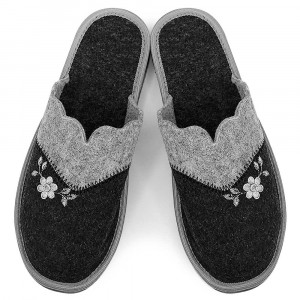 Nature's Embrace Black Fabric Slippers | Natural Comfort at Your Home