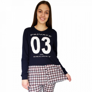 Pijamale Dama Bumbac 100%, Charachter, 'Private And Secret' Blue