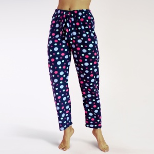 Pantaloni Damă Pijama din Polar Serena Model 'Fairy Tale Dots' | Confort si Bună Dispoziție. Prezentare pantaloni din față.