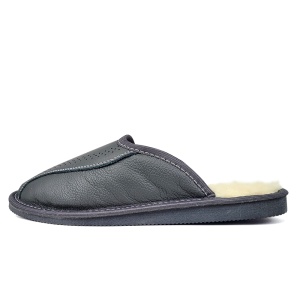 Profil lateral al papucilor bărbați Leather Core Gray cu talpă ușoară din EVA.