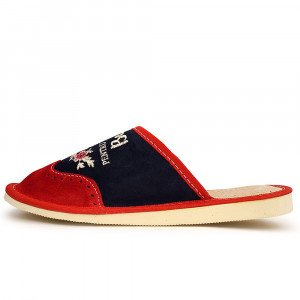 Papuci de Casa Dama Material Piele Model 'Pentru Cea Mai Buna Bunica' Red/Black