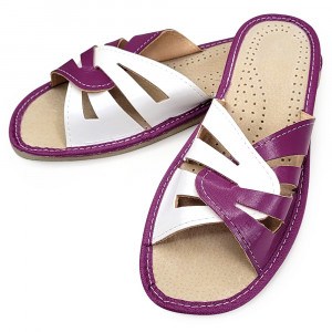 Papuci de Casa din Piele Comozi Model 'Glaucia' Purple