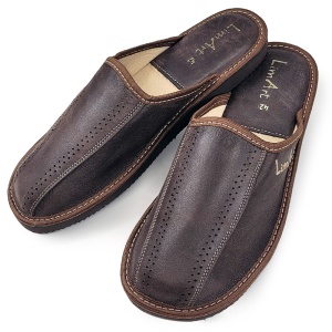 Papuci de Casă din Piele cu Talpă Groasă, Model 'Luxury Man' Soft Dark Brown | Confort de Înaltă Clasă