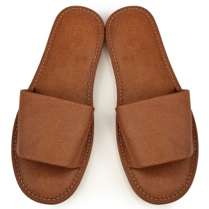 Papuci de Casă din Piele Model 'Soft Sole' Brown | Tylbut