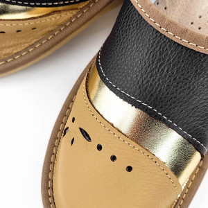 Papuci de Casa din Piele Model 'The Golden Age' Brand Nowo