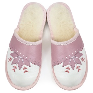 Papuci de Casă Îmblaniti cu Lână de Oaie Model 'Harmony' Pink | Confort și Căldură. Prezentare din față.