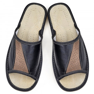 Papuci de Casa Vara din Piele Culoare Maro Model 'Steady Ground' Urban