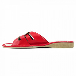 Papuci de Casa Vara din Piele Culoare Rosu Model 'Drusilla'