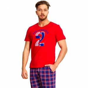 Pijama Barbati Gazzaz by Vienetta, 'San Francisco' Red