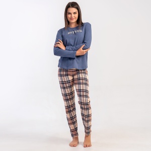 Pijama Damă din Bumbac 100% Vienetta, Model 'Enjoy the Bitter Sweet Taste of Life' | Confort și Nopți Liniștite
