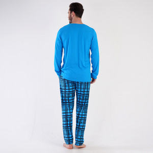 Pijamale Barbati cu nasturi Vienetta|MAN, Model 'Respect' Blue