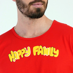 Pijamale Barbati Pantalon Scurt Vienetta | MAN Model 'Happy Family' Red