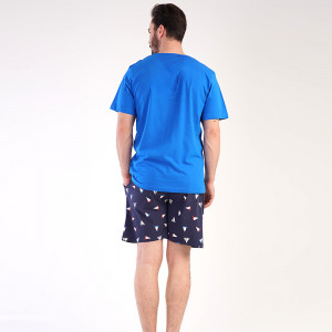 Pijamale Barbati Pantalon Scurt Vienetta | MAN Model 'Ocean Spirit' Blue