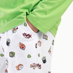 Pijamale Bărbați din Bumbac Vienetta | MAN Model 'Sushiiii Time'. Prezentare pijama detaliu buzunar.