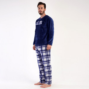 Pijamale Calduroase din Extra Soft Vienetta | Man, Model 'Boss' Blue