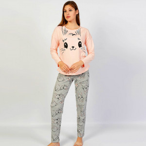 Pijamale Confortabile Dama din Bumbac, Pijamale Vienetta, Model 'Funny Bunny'