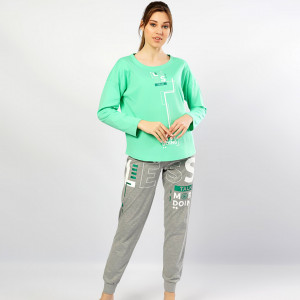 Pijamale Confortabile Dama Vienetta Model 'Less Talk' Culoare Verde