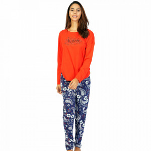 Pijamale Confortabile din Bumbac Vienetta Model 'Awesome' Culoare Rosu
