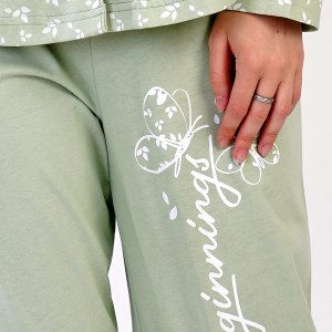 Pijamale Dama cu Nasturi din Bumbac 100% Vienetta, Model 'New Beginnenigs'