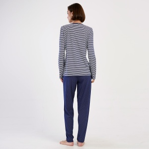 Pijamale Dama din Bumbac 100% Vienetta, Model 'Navy Style'. Prezentare pijama din spate.