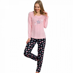 Pijamale Dama din Bumbac Vienetta Model 'Turtley Awesome' Pink