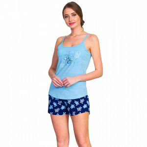 Pijamale Dama Vienetta, 'Beauty & Awesome' Culoare Albastru