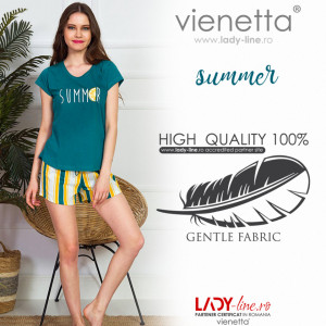 Pijamale Dama Vienetta Bumbac 100%, 'Summer' Green