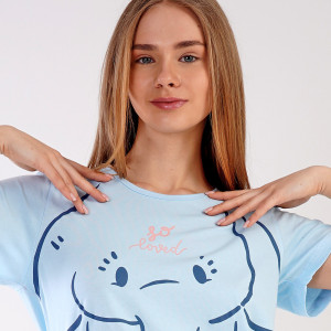 Pijamale Dama Vienetta din Bumbac 100%, Model "So Loved" Blue