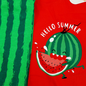 Pijamale Dama Vienetta din Bumbac cu Pantalon 3/4 Model 'Hello Summer' Red